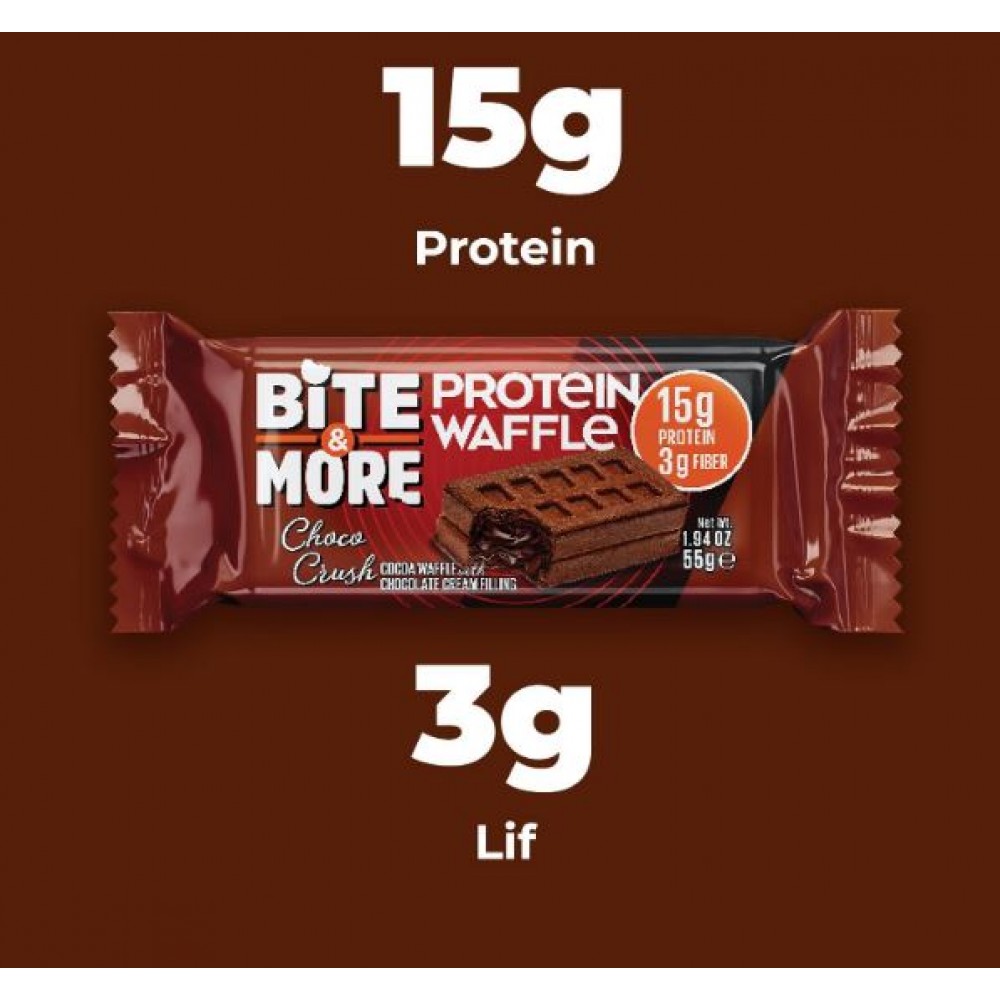 Bite and More Protein Waffle 55 gr x 12 Adet